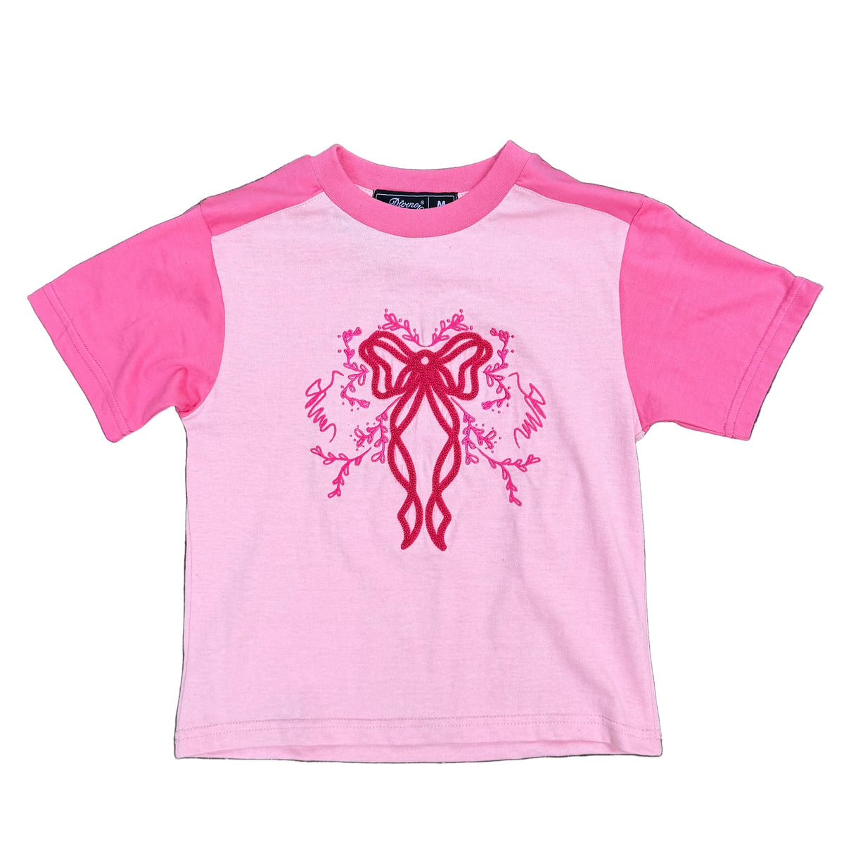 Pink Two-Tone Embroidered Baby Tee