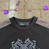 Black Two-Tone Embroidered Baby Tee