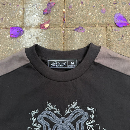 Black Two-Tone Embroidered Baby Tee
