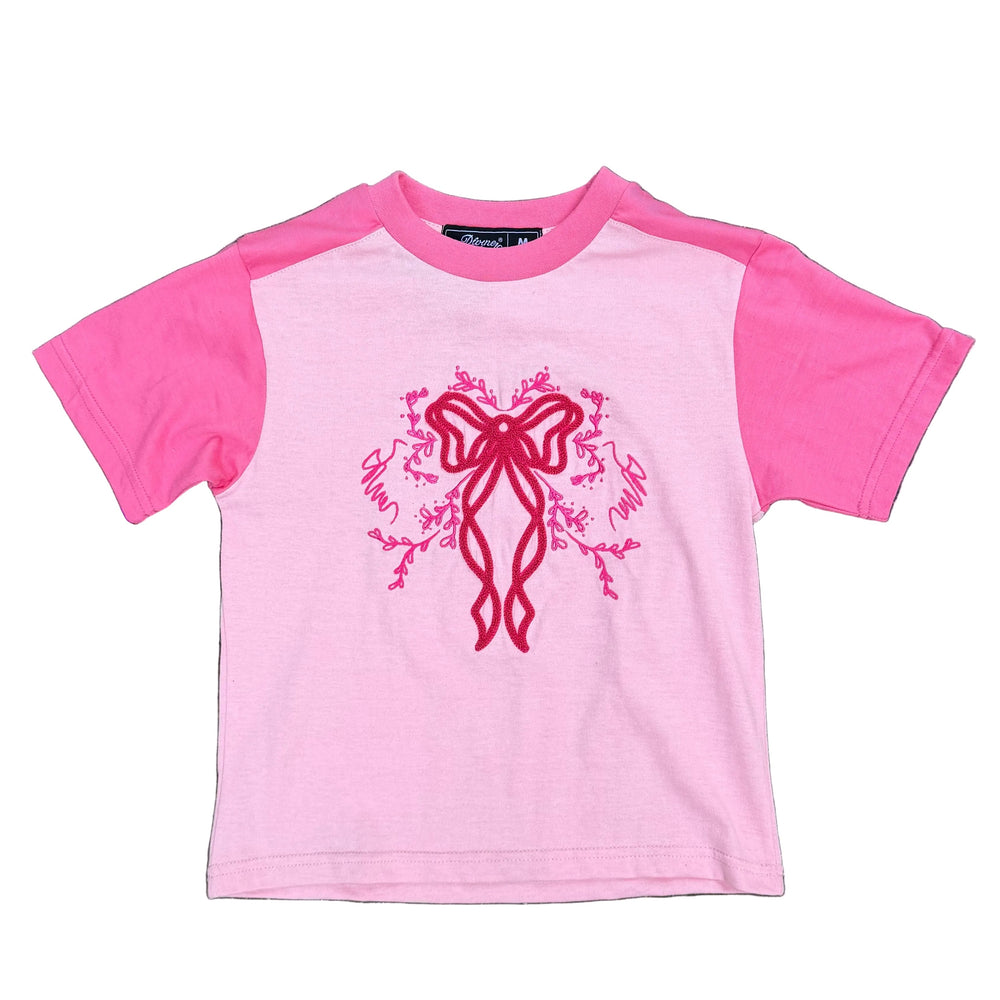 Pink Two-Tone Embroidered Baby Tee