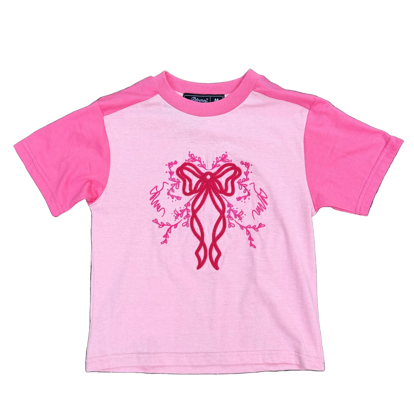Pink Two-Tone Embroidered Baby Tee