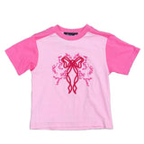 Pink Two-Tone Embroidered Baby Tee