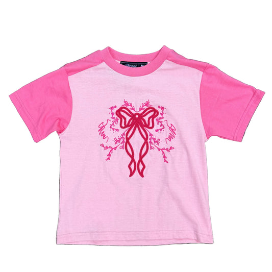 Pink Two-Tone Embroidered Baby Tee