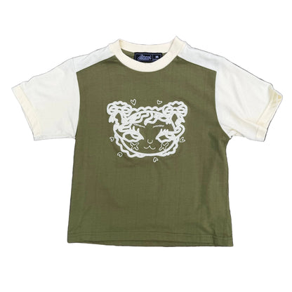 Green Two-Tone Embroidered Baby Tee