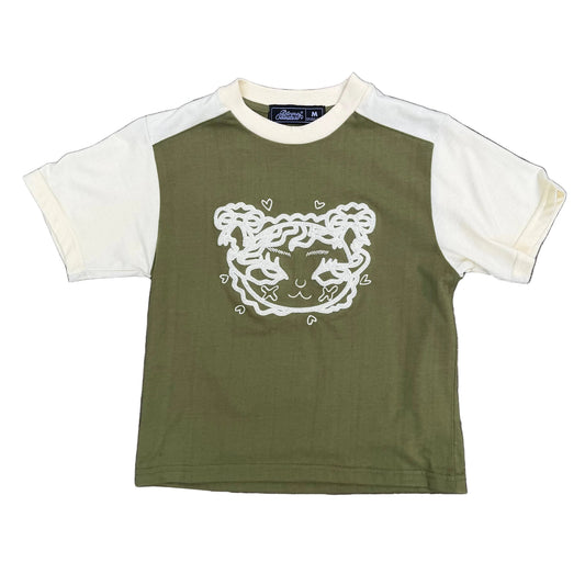 Green Two-Tone Embroidered Baby Tee