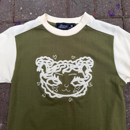 Green Two-Tone Embroidered Baby Tee