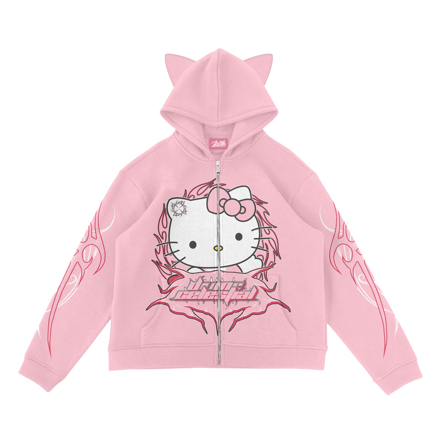 "KITTY WONDERLAND" PINK ZIP-UP JACKET