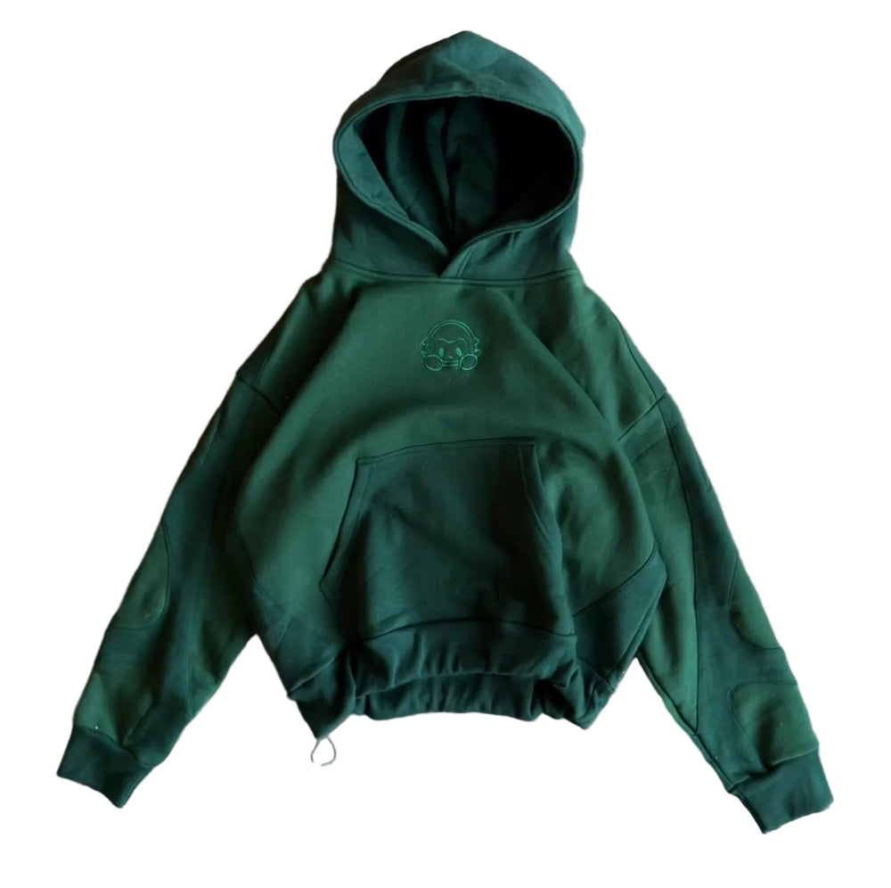 “Paneled” Green Cinch Hoodie