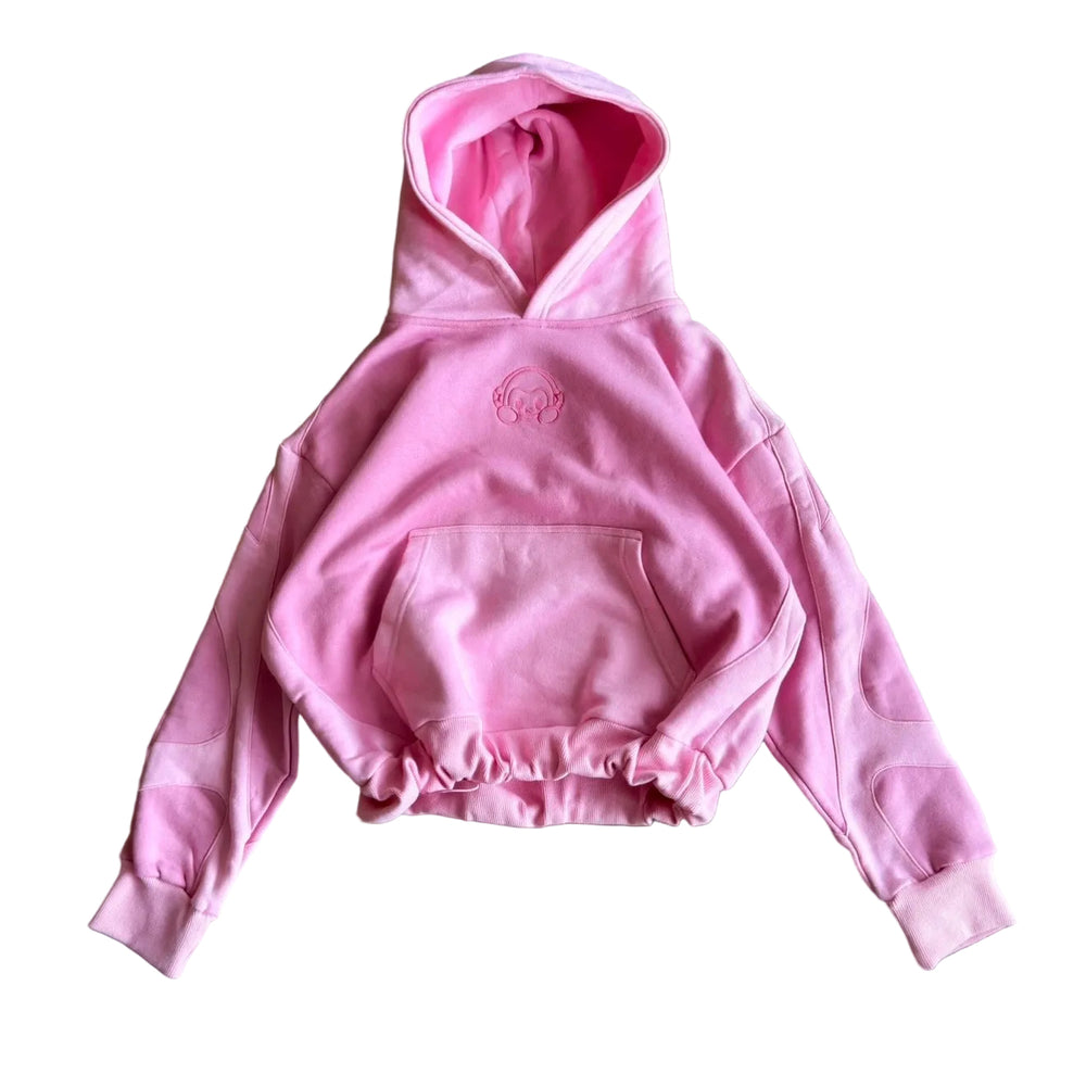 “Paneled” Pink Cinch Hoodie